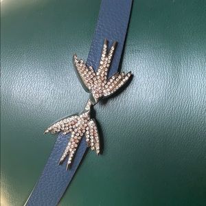 Kate Spade navy leather belt. 2 crystal sparrows